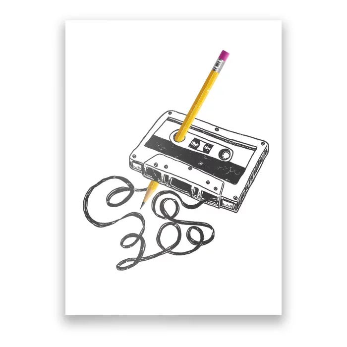 Vintage Rewind Funny Cassette Pencil Gift Poster