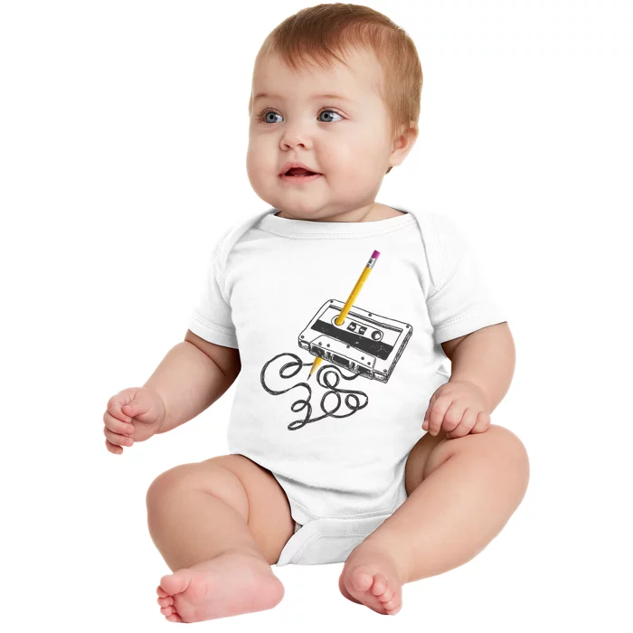 Vintage Rewind Funny Cassette Pencil Gift Baby Bodysuit