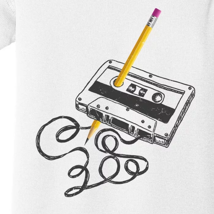 Vintage Rewind Funny Cassette Pencil Gift Baby Bodysuit