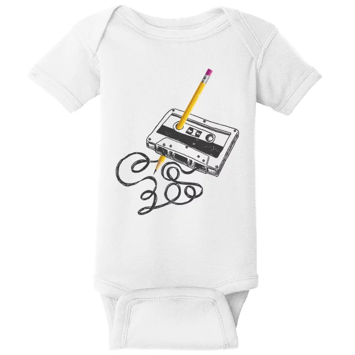 Vintage Rewind Funny Cassette Pencil Gift Baby Bodysuit