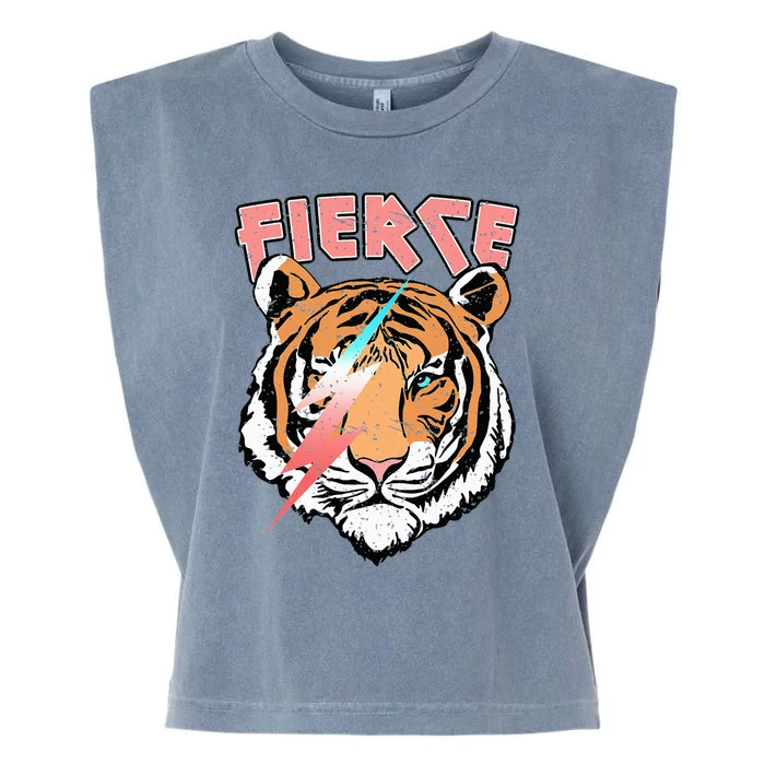 Vintage Retro Fierce Tiger Cool 80's 90's Style Lover Gift Garment-Dyed Women's Muscle Tee