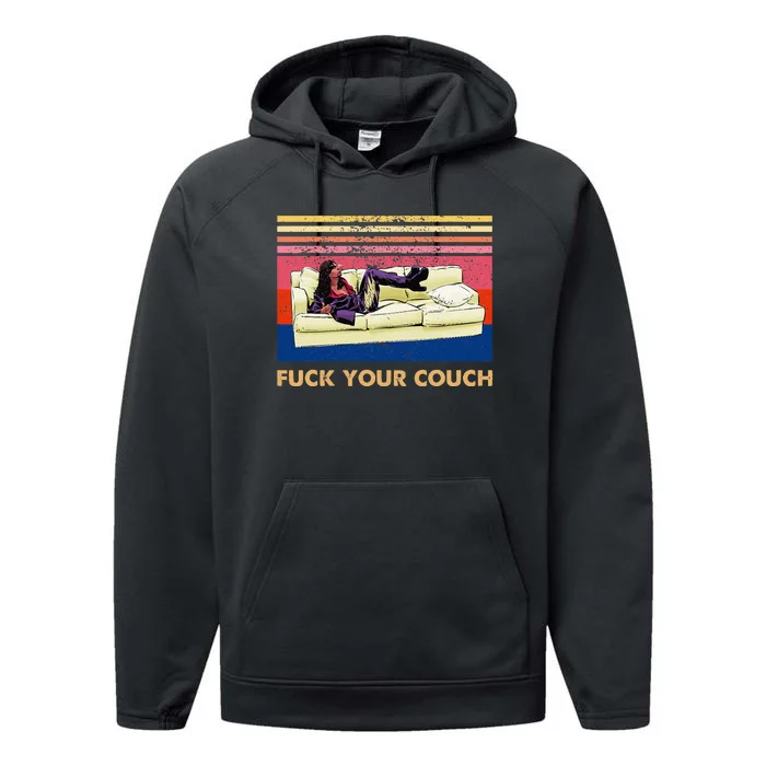 Vintage Retro Fuck Your Couch Performance Fleece Hoodie