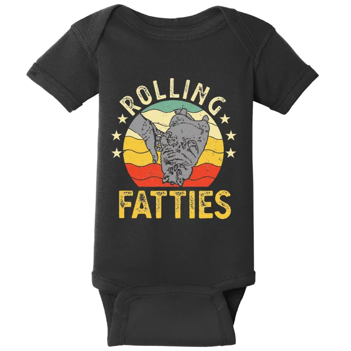 Vintage Rolling Fatties Cat Retro Kitty Kitten Meow Lover Baby Bodysuit