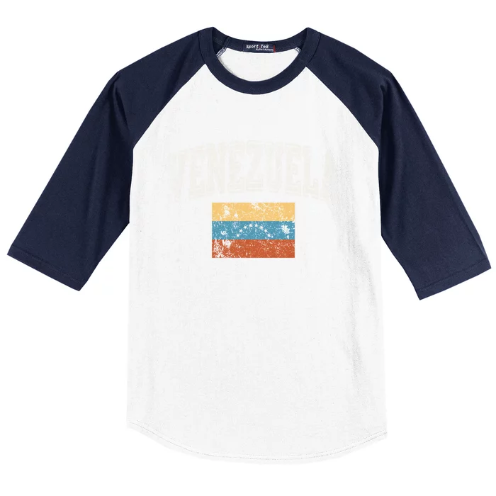 Vintage Retro Faded Venezuela Flag Venezuelan Pride Gift Baseball Sleeve Shirt