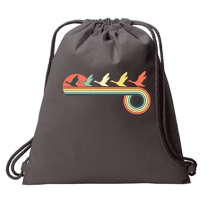 Vintage Retro Flying Geese Drawstring Bag