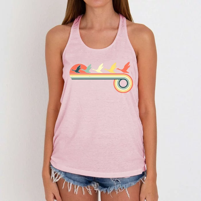 Vintage Retro Flying Geese Women's Knotted Racerback Tank