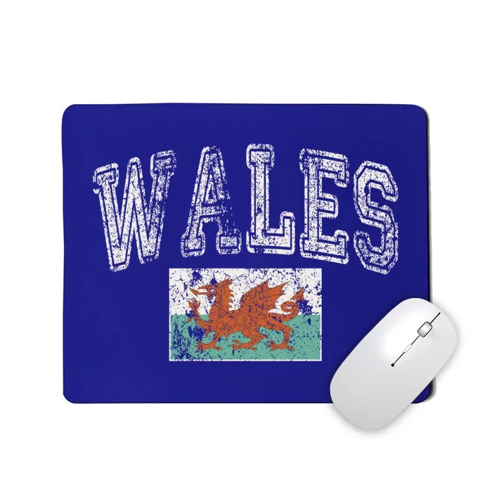 Vintage Retro Faded Wales Flag Welsh Pride Gift Mousepad