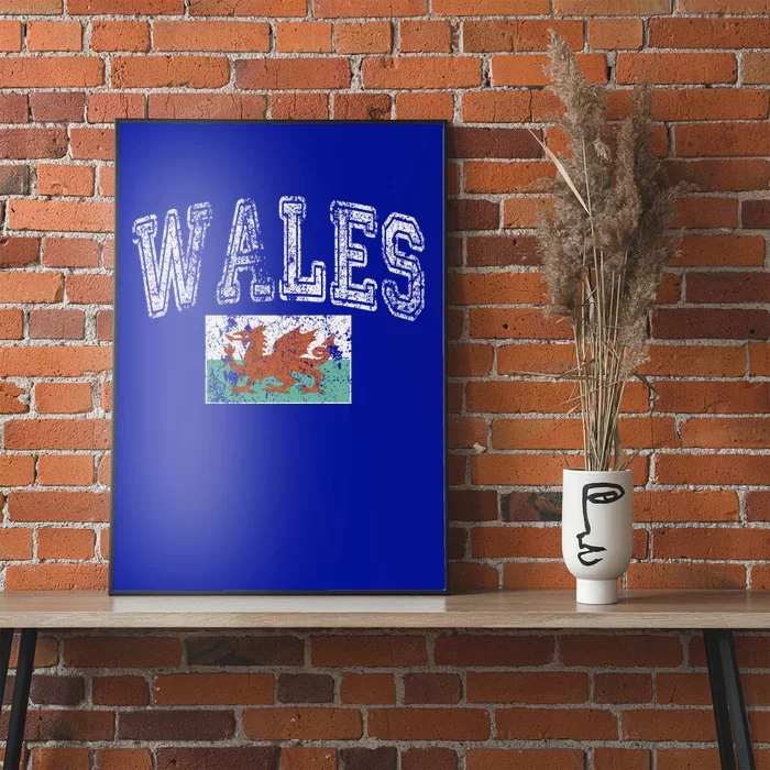 Vintage Retro Faded Wales Flag Welsh Pride Gift Poster