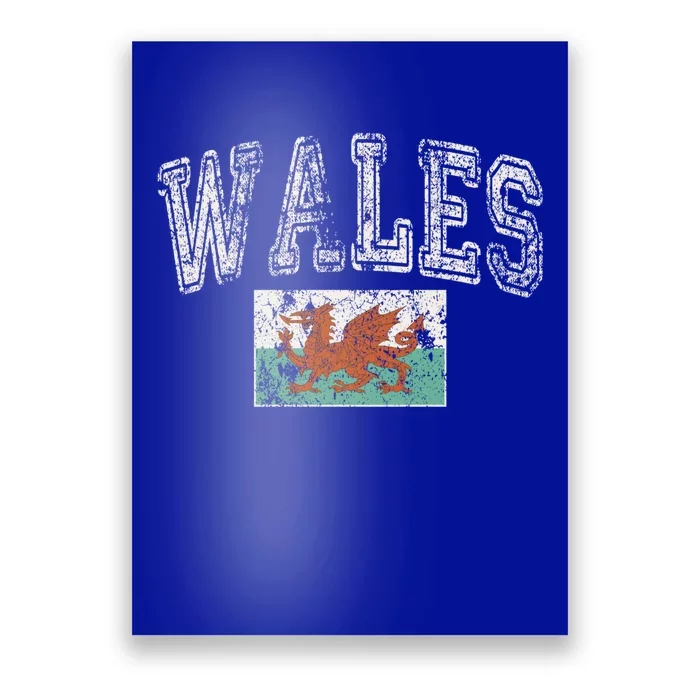 Vintage Retro Faded Wales Flag Welsh Pride Gift Poster