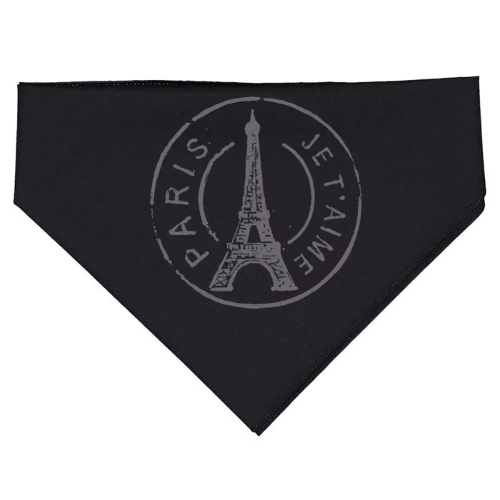 Vintage Retro France Eiffel Tower Paris Je TAime I Love You USA-Made Doggie Bandana