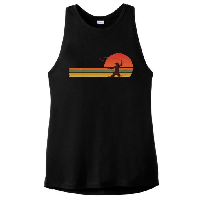 Vintage Retro Fly Fisherman Fishing Fan Ladies Tri-Blend Wicking Tank