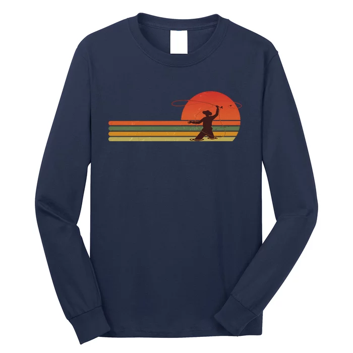 Vintage Retro Fly Fisherman Fishing Fan Long Sleeve Shirt