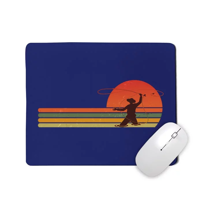 Vintage Retro Fly Fisherman Fishing Fan Mousepad