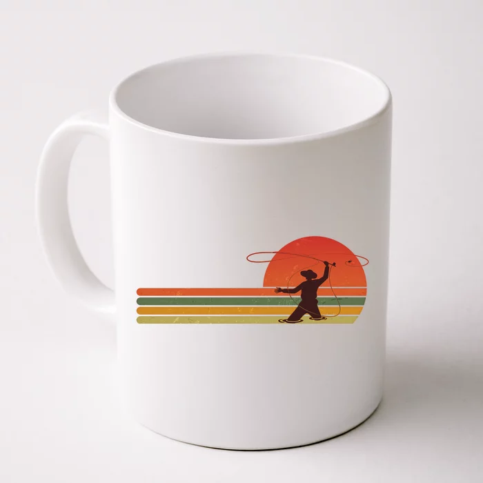 Vintage Retro Fly Fisherman Fishing Fan Front & Back Coffee Mug