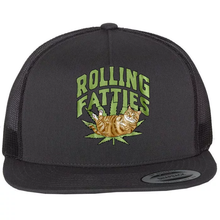 Vintage Rolling Fatties Cat Retro Kitty Kitten Meow Flat Bill Trucker Hat