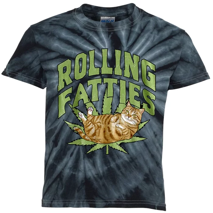 Vintage Rolling Fatties Cat Retro Kitty Kitten Meow Kids Tie-Dye T-Shirt