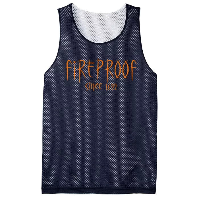 Vintage Retro Fireproof Since 1692 Witch Halloween Saying Mesh Reversible Basketball Jersey Tank