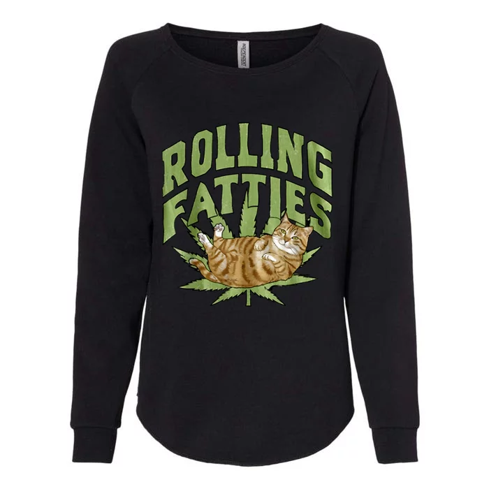 Vintage Rolling Fatties Cat Retro Kitty Kitten Meow Womens California Wash Sweatshirt