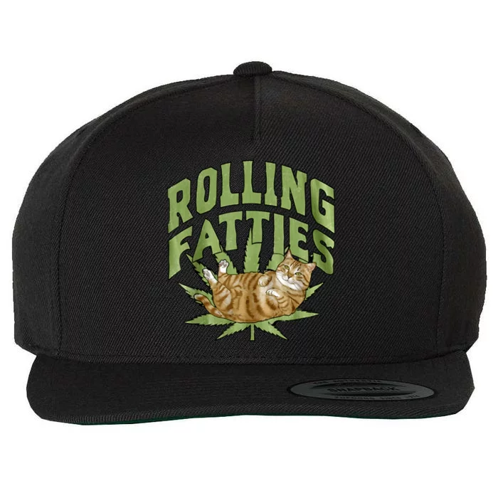 Vintage Rolling Fatties Cat Retro Kitty Kitten Meow Wool Snapback Cap