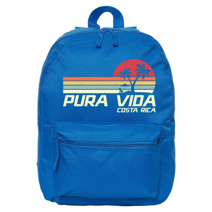 Vintage Retro Family Vacation Costa Rica Pura Vida Beach Gift 16 in Basic Backpack