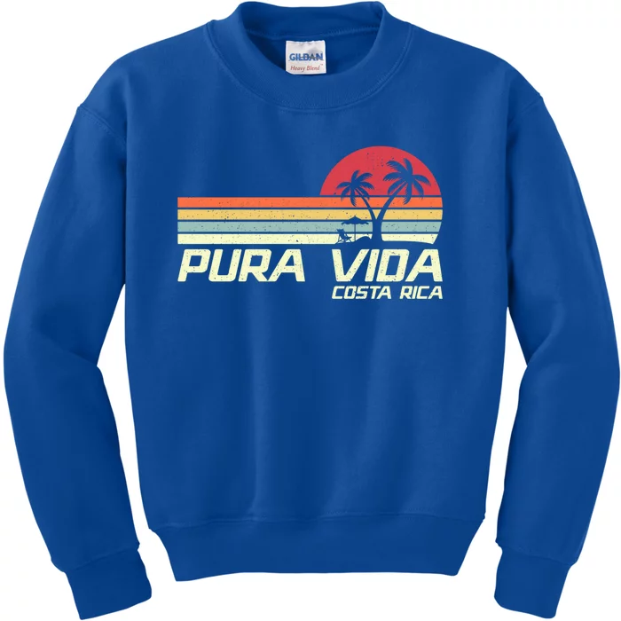 Vintage Retro Family Vacation Costa Rica Pura Vida Beach Gift Kids Sweatshirt