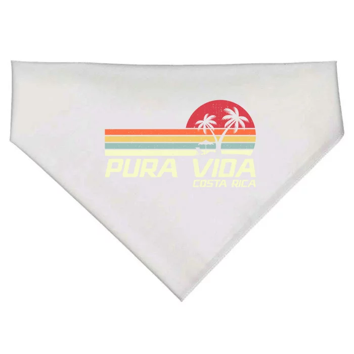 Vintage Retro Family Vacation Costa Rica Pura Vida Beach Gift USA-Made Doggie Bandana