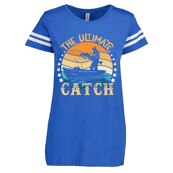 Vintage Retro Fishing Graphic Enza Ladies Jersey Football T-Shirt