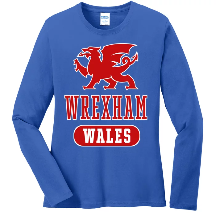 Vintage Retro Faded Wales Flag Welsh Pride Gift Ladies Long Sleeve Shirt