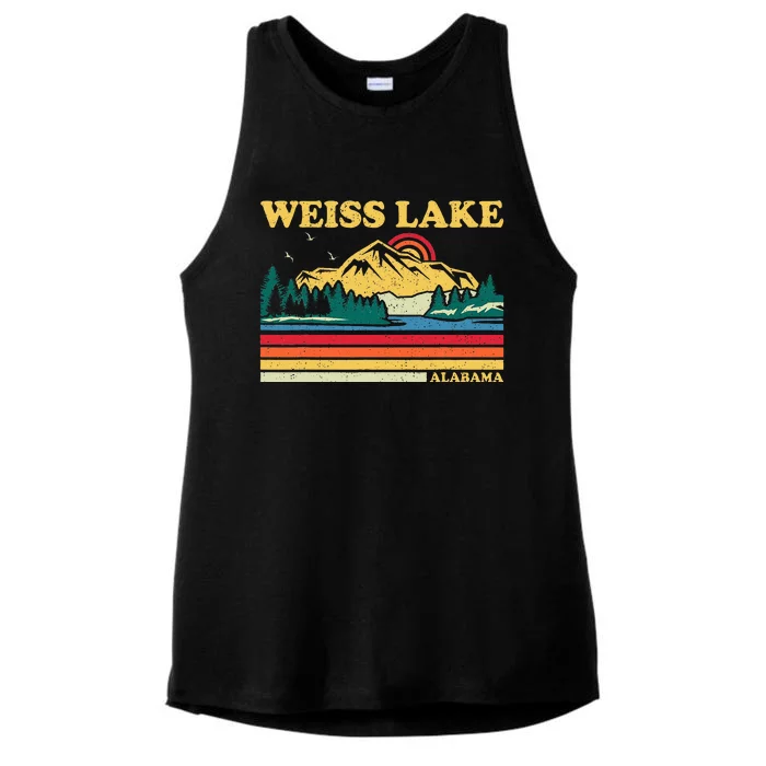 Vintage Retro Family Vacation Alabama Weiss Lake Ladies Tri-Blend Wicking Tank