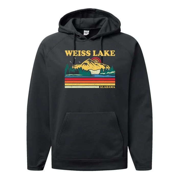 Vintage Retro Family Vacation Alabama Weiss Lake Performance Fleece Hoodie