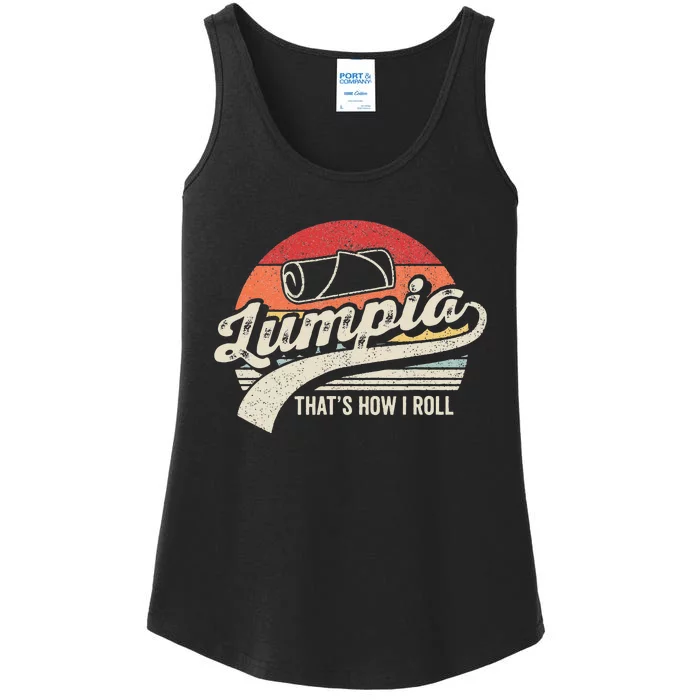 Vintage Retro Filipino Pride Lumpia This Is How I Roll Food Ladies Essential Tank