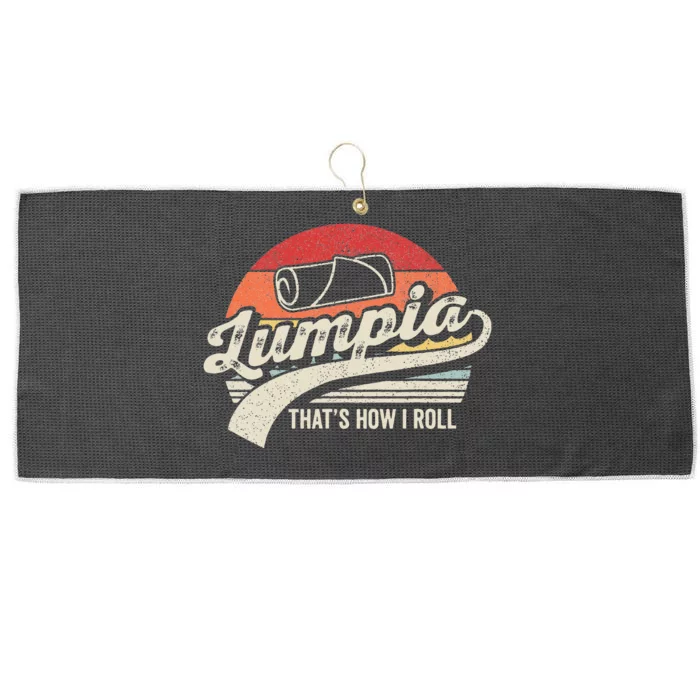 Vintage Retro Filipino Pride Lumpia This Is How I Roll Food Large Microfiber Waffle Golf Towel