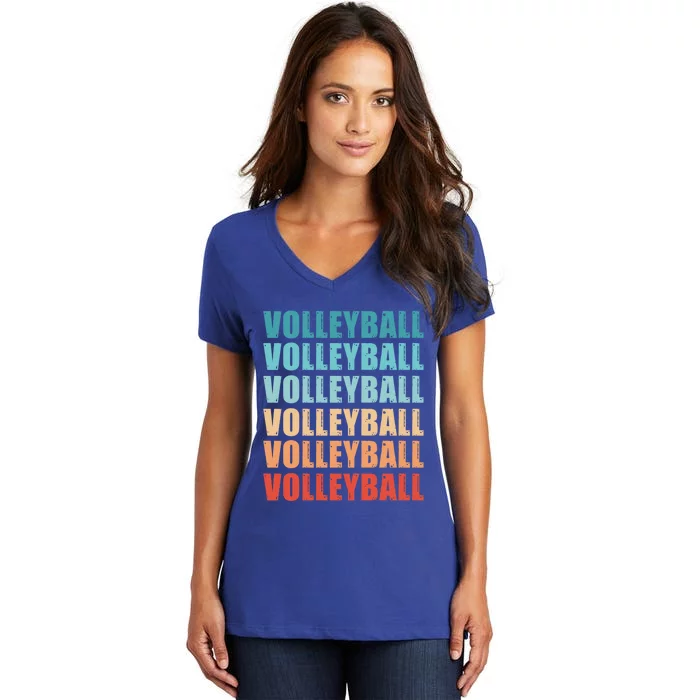 Volleyball Retro Fathers Day Vintage Gift Women's V-Neck T-Shirt