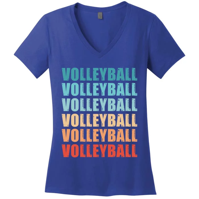 Volleyball Retro Fathers Day Vintage Gift Women's V-Neck T-Shirt