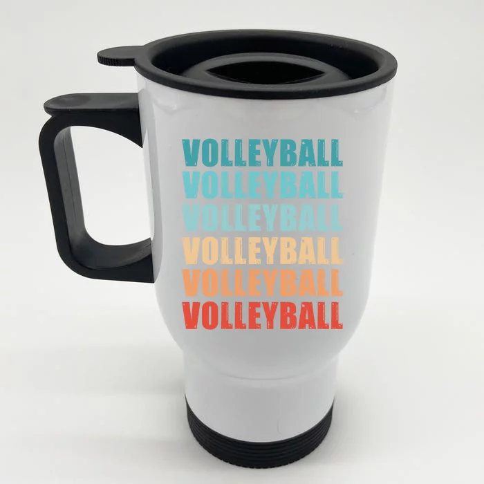 Volleyball Retro Fathers Day Vintage Gift Front & Back Stainless Steel Travel Mug