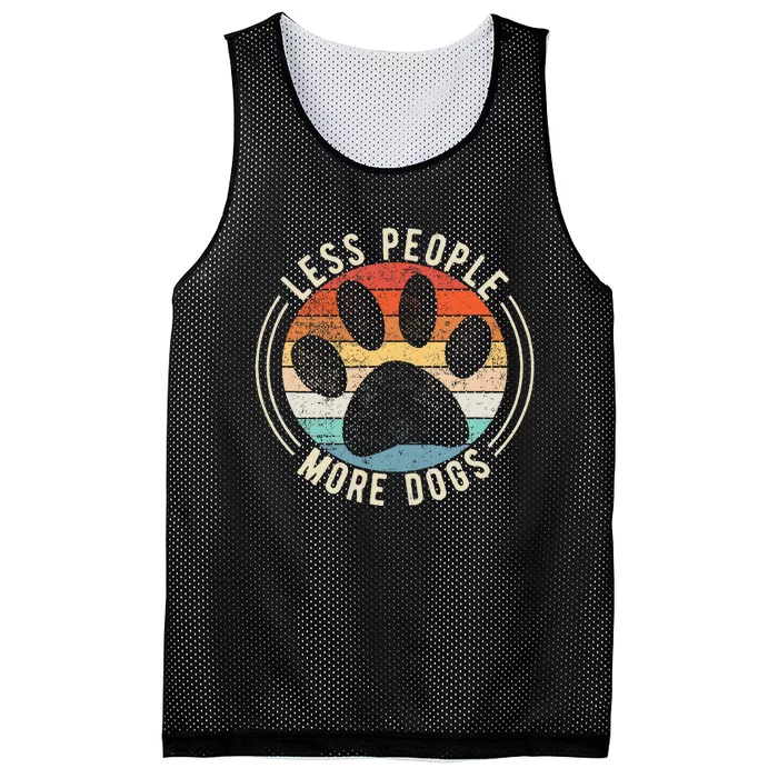 Vintage Retro Funny Sayings Dog Lover Less People More Dogs Mesh Reversible Basketball Jersey Tank