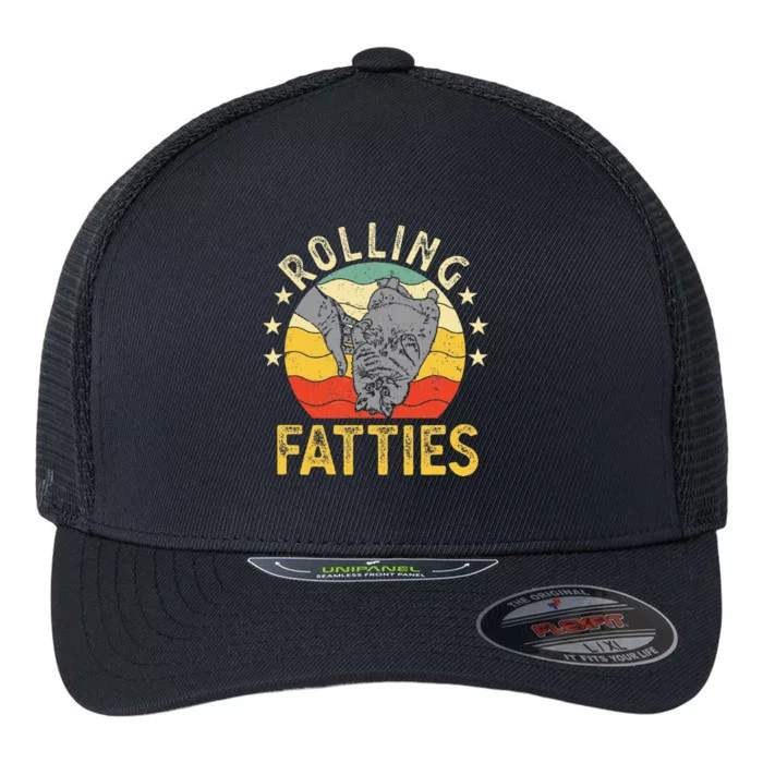 Vintage Rolling Fatties Cat Retro Kitty Kitten Meow Lover Flexfit Unipanel Trucker Cap