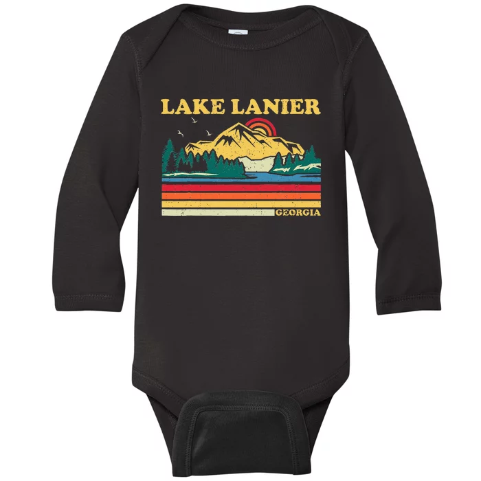 Vintage Retro Family Vacation Georgia Lanier Lake Baby Long Sleeve Bodysuit