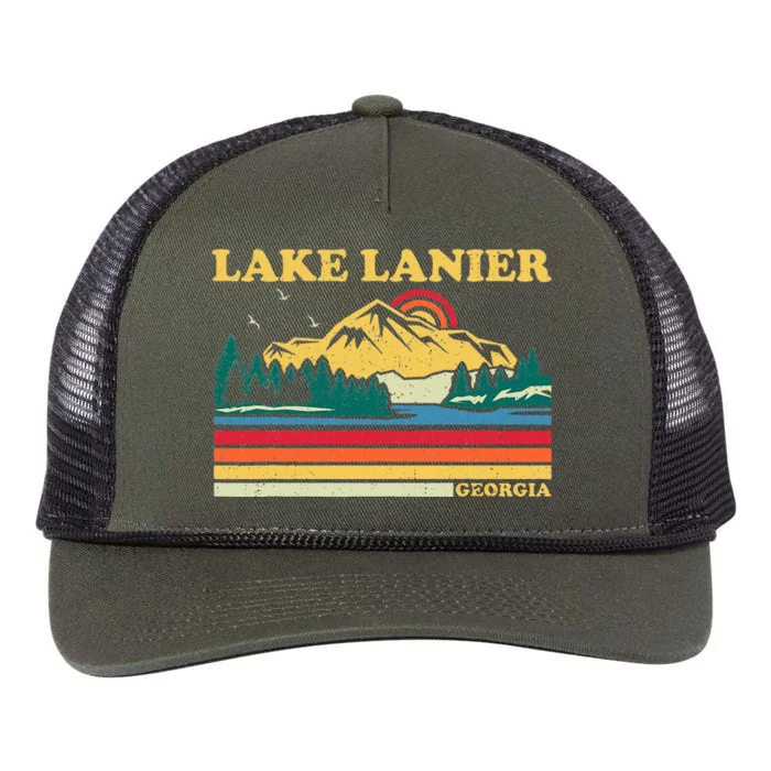 Vintage Retro Family Vacation Georgia Lanier Lake Retro Rope Trucker Hat Cap