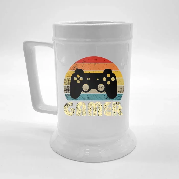 Vintage Retro Gamer Video Game Player Front & Back Beer Stein