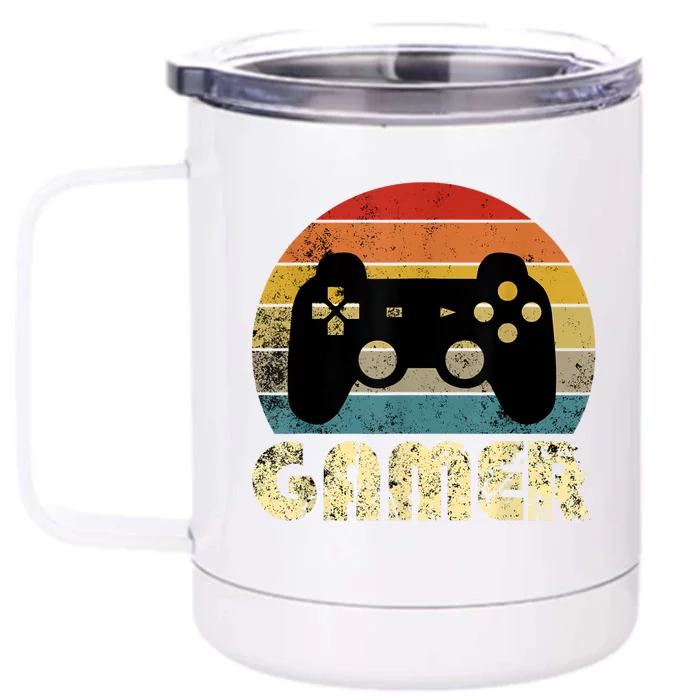 Vintage Retro Gamer Video Game Player Front & Back 12oz Stainless Steel Tumbler Cup