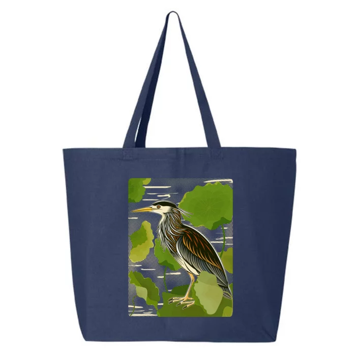 Vintage Retro Green Heron Bird 25L Jumbo Tote