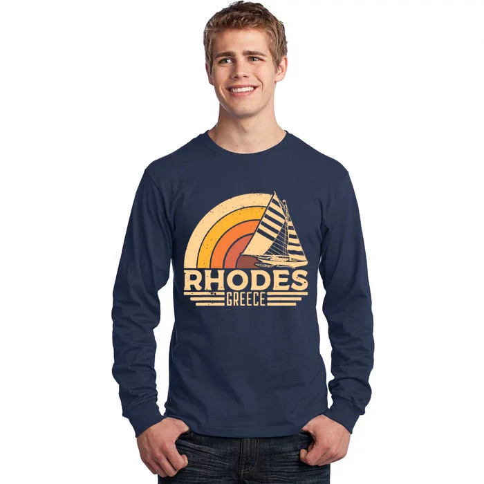 Vintage Rhodes Greece Sailing Tall Long Sleeve T-Shirt