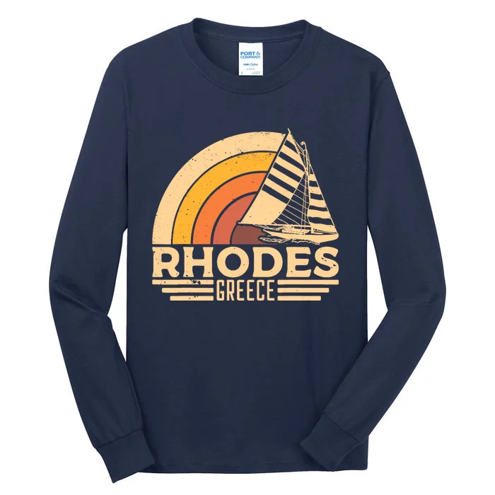 Vintage Rhodes Greece Sailing Tall Long Sleeve T-Shirt