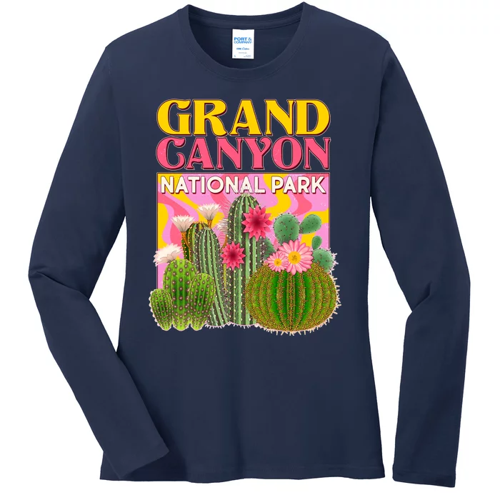 Vintage Retro Grand Canyon Travel Poster Ladies Long Sleeve Shirt