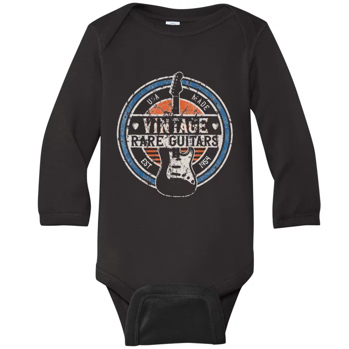 Vintage Rare Guitars Retro American Made Guitarist Baby Long Sleeve Bodysuit