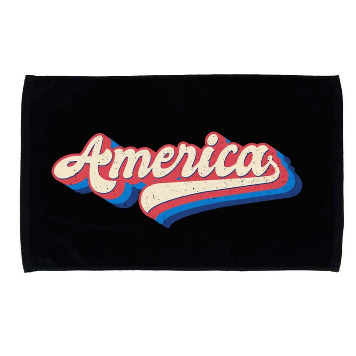 Vintage Retro Groovy America Usa Flag 4th Of July Patriotic Great Gift Microfiber Hand Towel