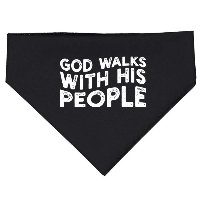 Vintage Retro God Walks With His People World Refugee Day Gift USA-Made Doggie Bandana