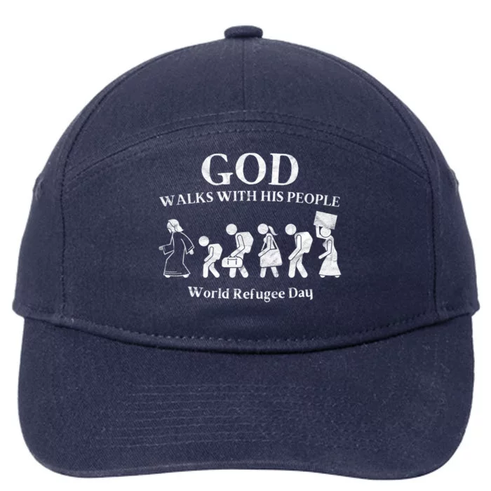 Vintage Retro God Walks With His People World Refugee Day Gift 7-Panel Snapback Hat