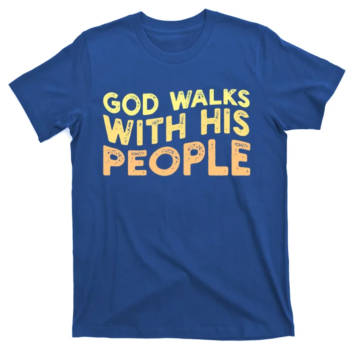 Vintage Retro God Walks With His People World Refugee Day Funny Gift T-Shirt